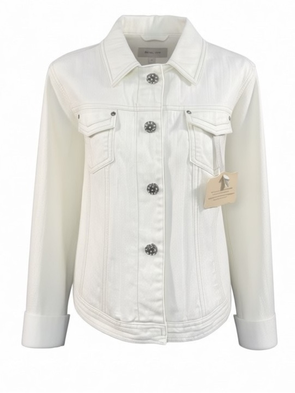 NWT AVX Stylish White Textured Denim Jacket Womens size 18